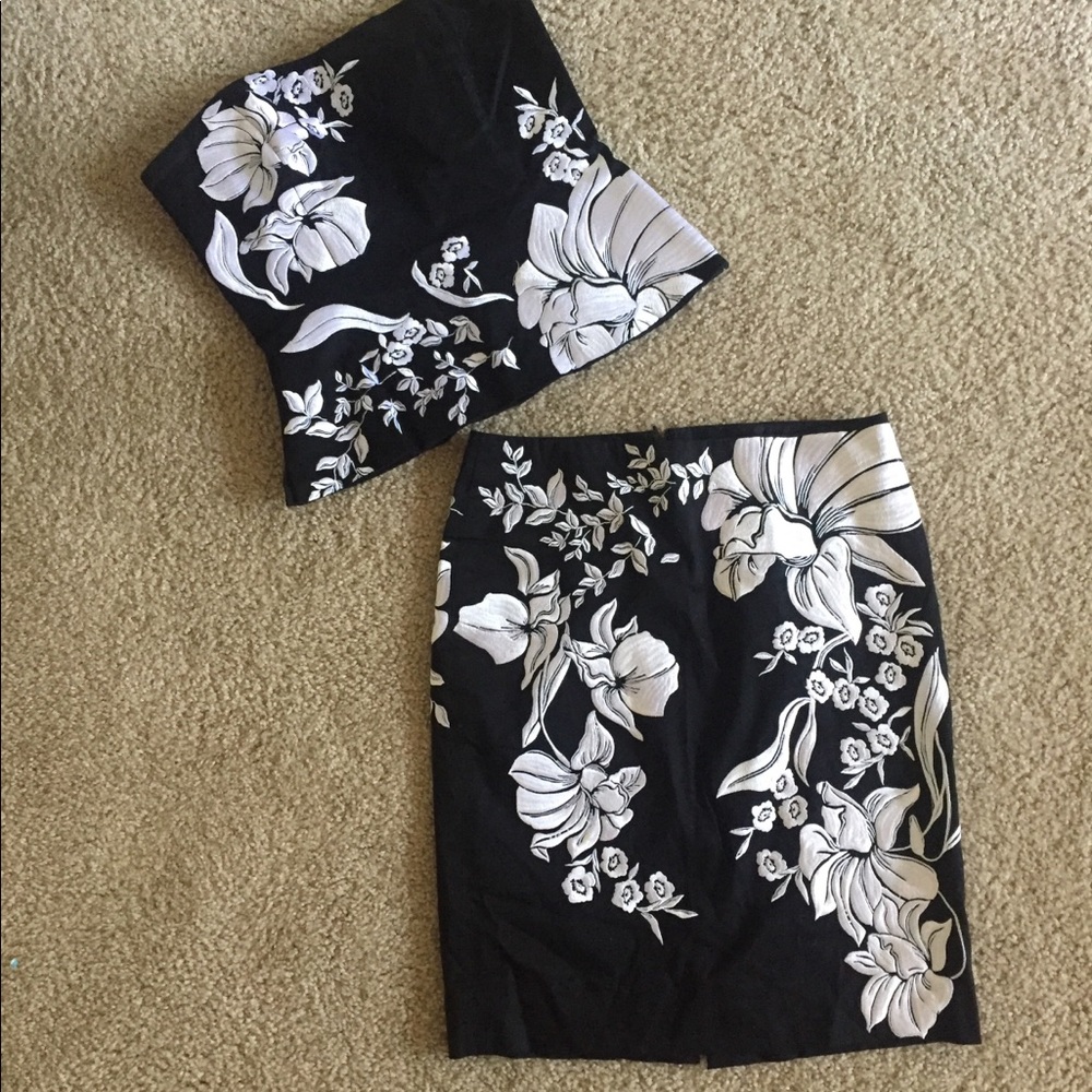 Corset top, and pencil skirt